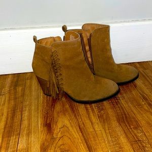 Brown tasseled ankle boots
